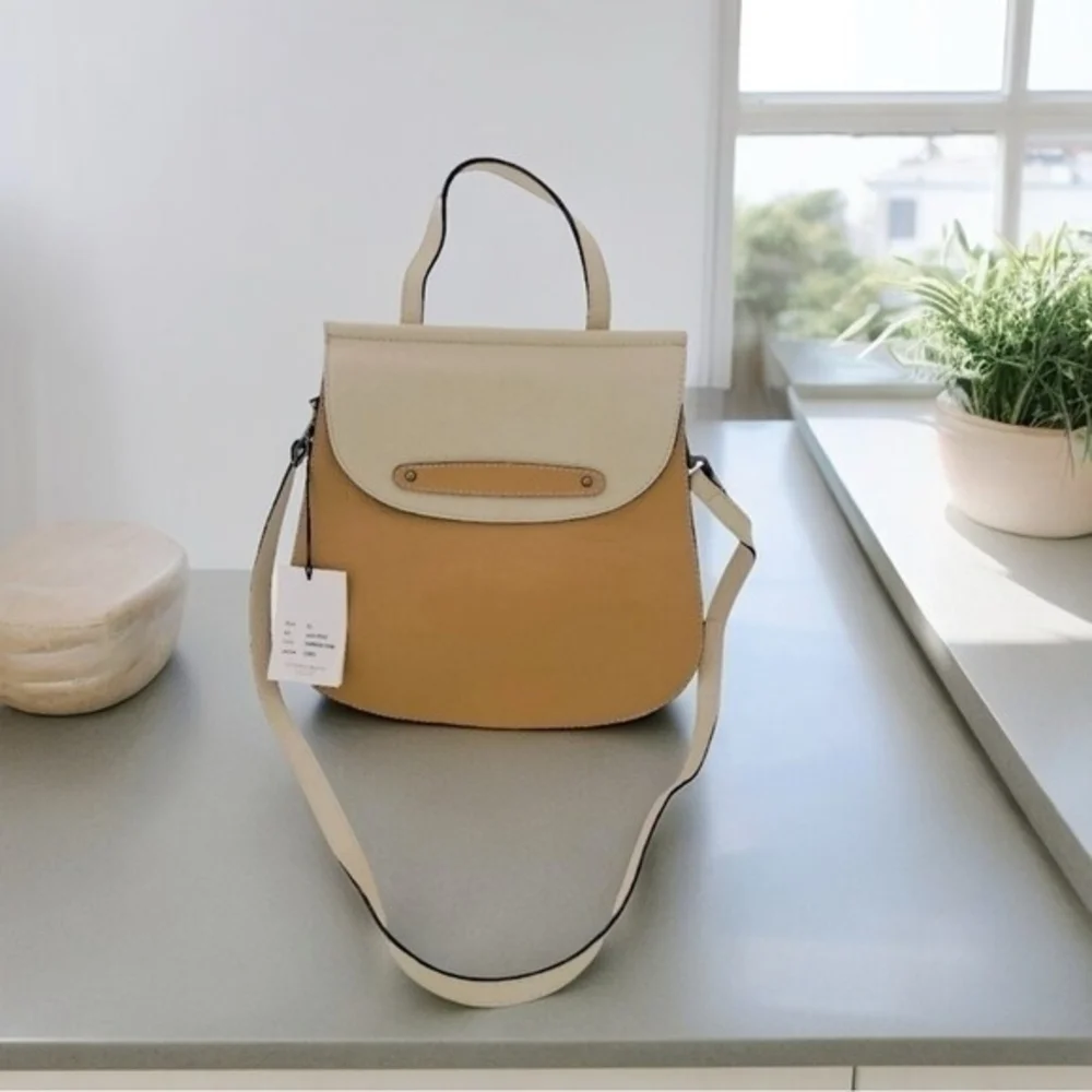VITTORIA NAPOLI Champagne Cream Leather Handbag NWT Italian Designer Bag